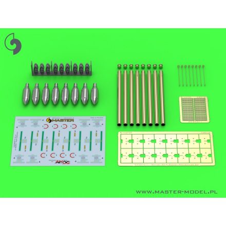 Master Model British 3in Rocket RP-3 with 60LB SAP heads (8pcs) - for early Mk I rail - used on Typhoon, Mosquito, Beaufighter, Hurricane etc.