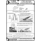 Master Model P-38 Lightning - early armament (.50 cal Brownings with drilled cooling jackets & early and late 20mm cannon tips)