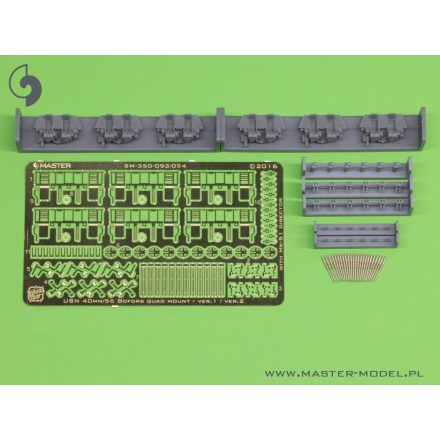 Master Model USN 40 mm/56 Bofors quadruple mount ver.2 / with Mk-51 director - (resin, PE and turned parts) - (6pcs)