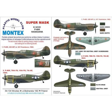 Montex P-40K (HASEGAWA) maszkoló