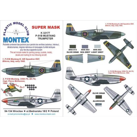 Montex P-51B Mustang (TRUMPETER) maszkoló
