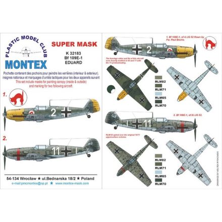 Montex BF 109E-1 (Eduard) maszkoló