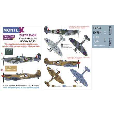 Montex Spitfire Mk.Vb (HOBBY BOSS) maszkoló
