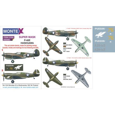 Montex P-40E (HASEGAWA) maszkoló
