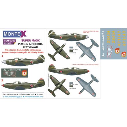 Montex P-39Q/N AIRCOBRA (KITTYHAWK) maszkoló