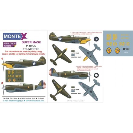 Montex P-40CU (TRUMPETER) maszkoló