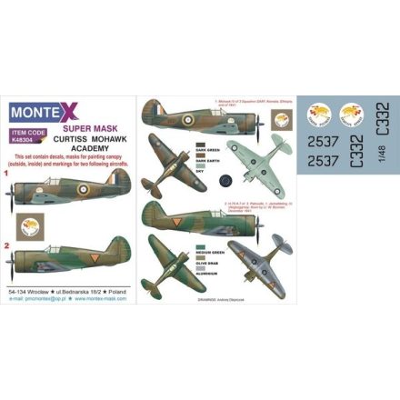 Montex P-36 MOHAWK (ACADEMY) maszkoló