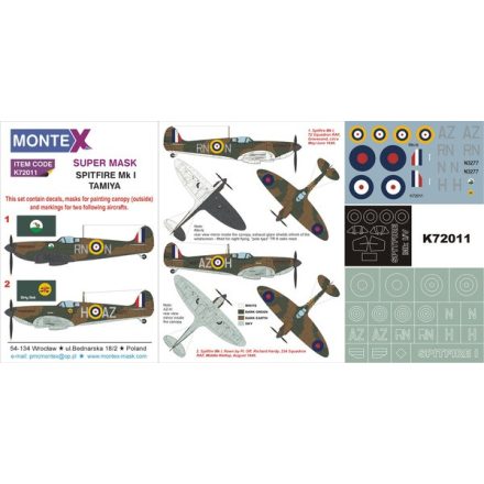 Montex Spitfire Mk.I (Tamiya) maszkoló