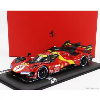   BBR FERRARI 499P 3.0L TURBO V6 TEAM FERRARI AF CORSE N 50 5th 24h LE MANS (POLE POSITION) 2023 ANTONIO FUOCO - MIGUEL MOLINA - NICKLAS NIELSEN - CON VETRINA - WITH SHOWCASE