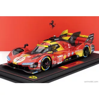   BBR FERRARI 499P 3.0L TURBO V6 TEAM FERRARI AF CORSE N 50 WINNER 24h LE MANS 2024 ANTONIO FUOCO - MIGUEL MOLINA - NICKLAS NIELSEN - CON VETRINA - WITH SHOWCASE