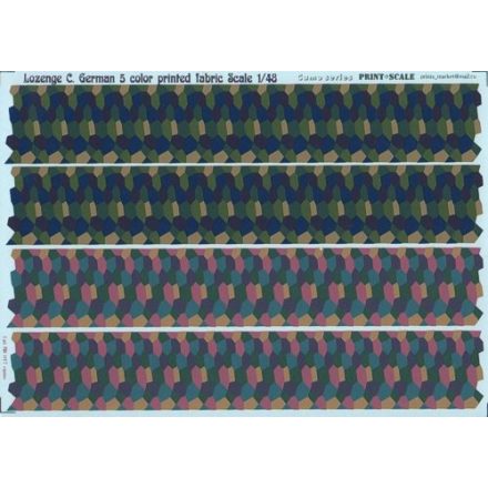 Print Scale Lozenge C. German 5 colour printed fabric