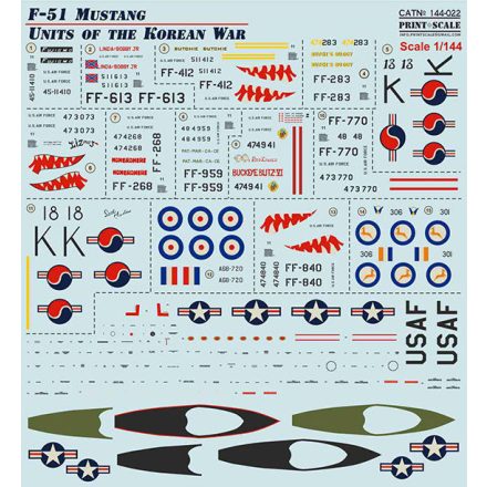 Print Scale North-American F-51 Mustang. Units of the Korean War matrica
