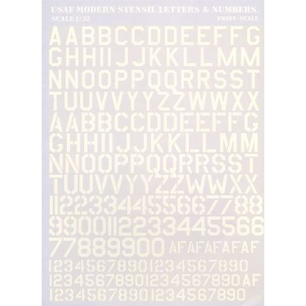 Print Scale USAF modern stencil letters and numbers in White