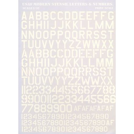 Print Scale USAF modern stencil letters and numbers in White