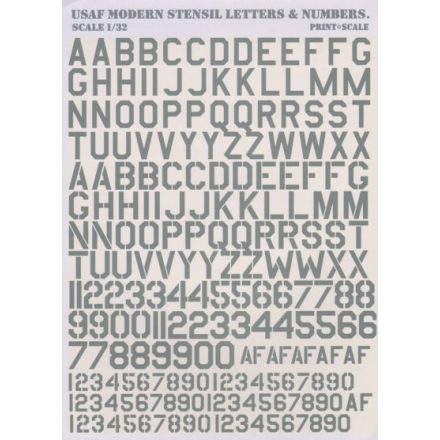 Print Scale USAF modern stencil letters and numbers in Grey