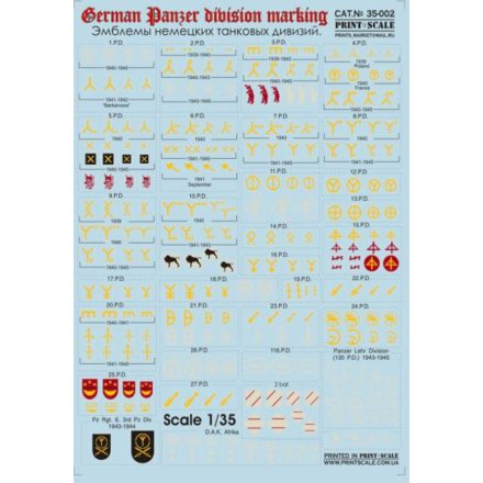 Print Scale Emblems tank division of Germany 1939-45 part 2 matrica
