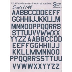 Print Scale USAF modern letters and numbers. Guship Grey