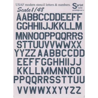 Print Scale USAF modern letters and numbers. Guship Grey