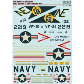   Print Scale US NAVY F-4 Phantom in Vietnam War Part 1 matrica