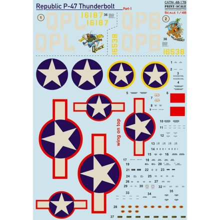 Print Scale Republic Thunderbolt P-47 Part 1 (C-2, C-5) matrica