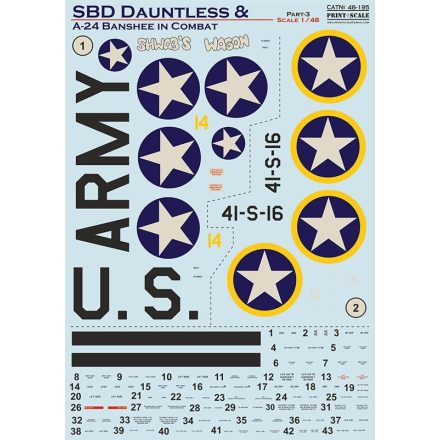 Print Scale Douglas SBD Dauntless and A-24 Banshee in combat. Part 3 matrica