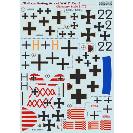 Print Scale Balloon-Busting Aces of WW I Part 1 - Germany Including Fokker D.VII. Pfalz D.IIIa, Albatros D.Va and Albatros D.III