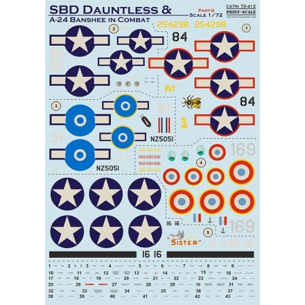 Print Scale Douglas SBD Dauntless & A-24 Banshee in combat Part 2 matrica