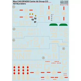   Print Scale Blue CAG SPADS. Carrier Air Group CO AD Skyraiders matrica