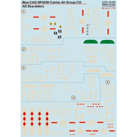 Print Scale Blue CAG SPADS. Carrier Air Group CO AD Skyraiders matrica
