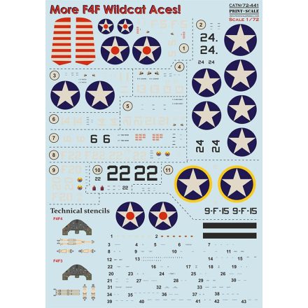 Print Scale F4F Wildcat Aces (with 3D instrumental panel) matrica