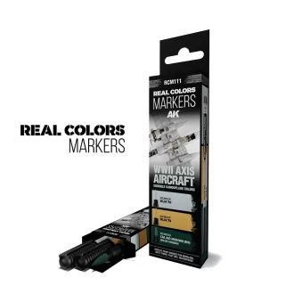   AK Interactive - WWII AXIS AIRCRAFT SQUIGGLE CAMOUFLAGE COLORS - SET 3 REAL COLORS MARKERS festékfilc-készlet