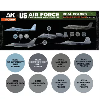   AK Interactive - US Air Force & ANG Modern Aircraft Colors SET festékkészlet