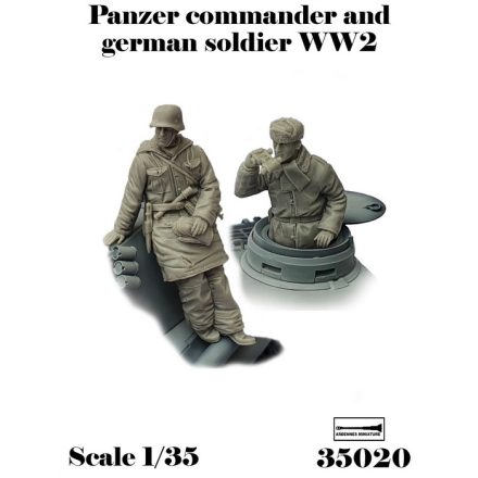 Ardennes Miniature Panzer comm. and german soldier WW2 makett