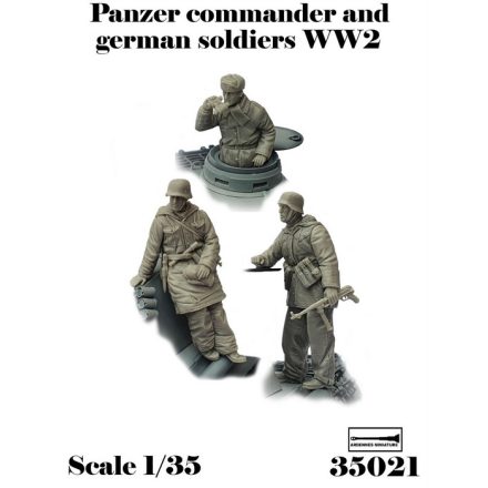 Ardennes Miniature Panzer comm. and german soldiers WW2 makett