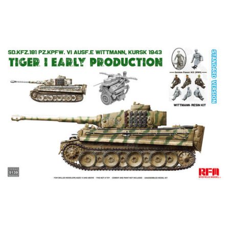 Rye Field Model Sd.Kfz.181 Tiger I Early Production Kursk 1943 with Wittmann (Resin figure) Standard Version makett