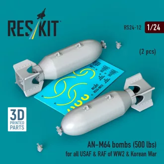   ResKit AN-M64 bombs (500 lbs) for all USAF & RAF of WW2 & Korean War (2 pcs) (3D Printed)