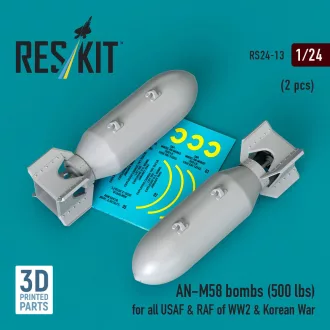   ResKit AN-M58 bombs (500 lbs) for all USAF & RAF of WW2 & Korean War (2 pcs) (3D Printed)