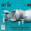 ResKit AN-M65 (AN-M59) bombs (1000 lbs) for all USAF & RAF of WW2 & Korean War (2 pcs) (3D Printed)