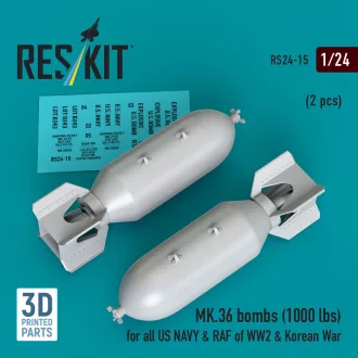   ResKit MK.36 bombs (1000 lbs) for all US NAVY & RAF of WW2 & Korean War (2 pcs) (3D Printed)