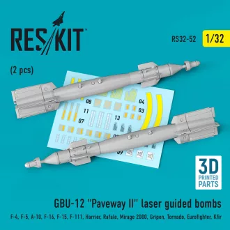   ResKit GBU-12 Paveway II laser guided bombs (2 pcs) (F-4, F-5, A-10, F-16, F-15, F-111, Harrier, Rafale, Mirage 2000, Gripen, Tornado, Eurofighter, Kfir) (3D Printed)