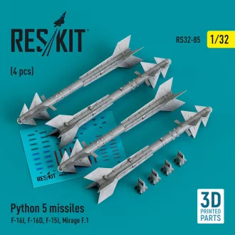   ResKit Python 5 missiles (4 pcs) (F-16I, F-16D, F-15I, Mirage F.1) (3D Printed)