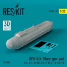 ResKit GPU-5/A 30mm gun pod (1 pcs) (A-4, A-7, AV-8B, F-4, F-5A, F-16, F/A-18) (3D Printed)