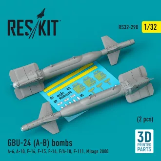  ResKit GBU-24 (A-B) bombs (2 pcs) (A-6, A-10, F-14, F-15, F-16, F/A-18, F-111, Mirage 2000) (3D Printed)