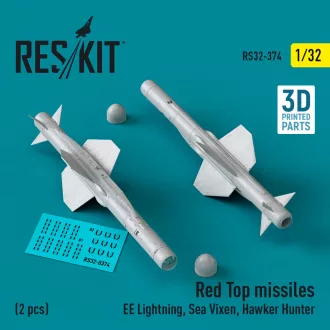   ResKit Red Top missiles (2 pcs) (EE Lightning, Sea Vixen, Hawker Hunter) (3D Printed)