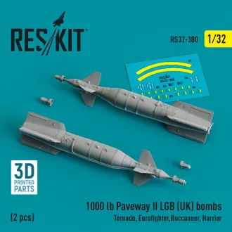   ResKit 1000 lb Paveway II LGB (UK) bombs (2 pcs) (Tornado, Eurofighter,Buccaneer, Harrier) (3D Printed)