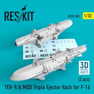   ResKit TER-9/A MOD Triple Ejector Rack for F-16 (2 pcs) (3D Printed)