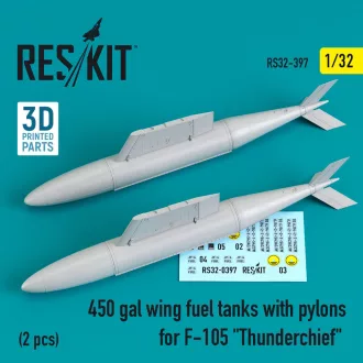   ResKit 450 gal wing fuel tanks with pylons for F-105 Thunderchief (2 pcs)