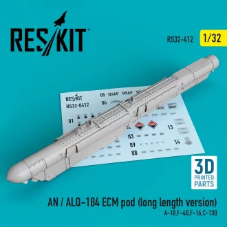   ResKit AN / ALQ-184 ECM pod (long length version) (A-10,F-4G,F-16,C-130) (3D Printed)