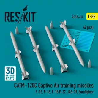   ResKit CATM-120C Captive air training missiles (4 pcs) (F-15, F-16, F-18,F-22, JAS-39, Eurofighter) (3D Printed)