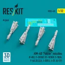 ResKit AIM-4D Falcon missiles (4 pcs) (F-89J, F-101B/F, CF-101B/F, F-102A, F-4(C,D,E,EJ), J-35F/J, J-37, AJ-37) (3D Printed)